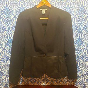 White house Black Market Signature Blazer patent leather two tone stretch Sz 10